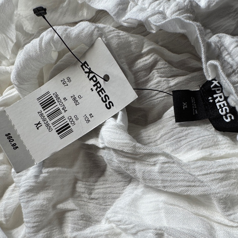 Express White Ruffle Off-Shoulder Crop Top/ Blouse - Picture 2 of 4